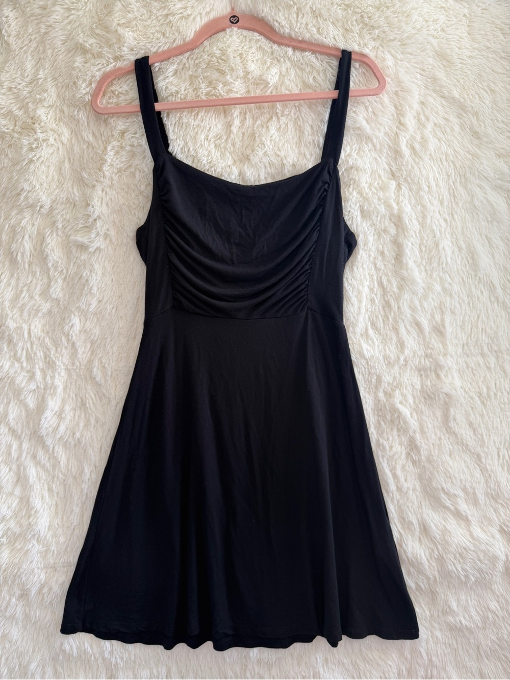 Volcom Womens Mini Dress Size M Black Skater LBD Modal Square Neck Sporty Summer